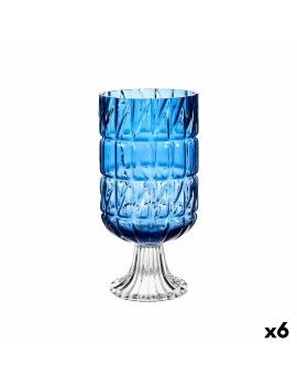 Vaso Lapidado Azul Cristal 13 x 26,5 x 13 cm (6 Unidades)