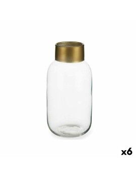 Vaso Transparente Dourado Vidro 11,5 x 24 x 11,5 cm (6 Unidades)