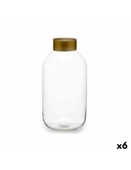 Vaso Transparente Dourado Vidro 14,5 x 29,5 x 14,5 cm (6 Unidades)
