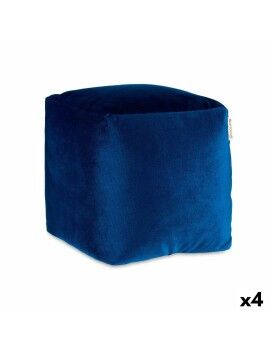 Puff Veludo Azul 30 x 30 x 30 cm (4 Unidades)