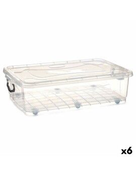 Caja de Almacenamiento con Ruedas Transparente Plástico 40 L 46,5 x 20 x 72,2 cm (6 Unidades)