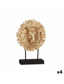 Figura Decorativa Leão Preto Dourado 28 x 38,5 x 11,5 cm (4 Unidades)