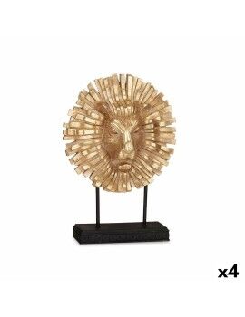 Figura Decorativa León Negro Dorado 28 x 38,5 x 11,5 cm (4 Unidades)