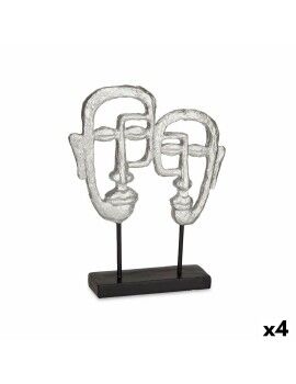 Figura Decorativa Cara Plateado 27 x 32,5 x 10,5 cm (4 Unidades)