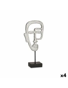 Figura Decorativa Cara Plateado 19,5 x 38 x 10,5 cm (4 Unidades)