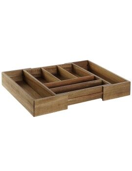 Organizador para Cubiertos DKD Home Decor Natural Acacia 35 x 30 x 7 cm