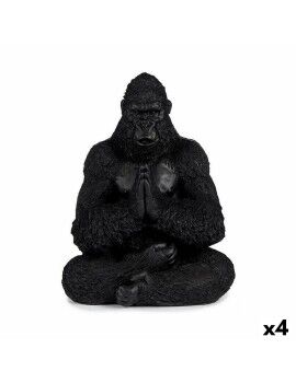 Figura Decorativa Gorila Yoga Negro 16 x 28 x 22 cm (4 Unidades)