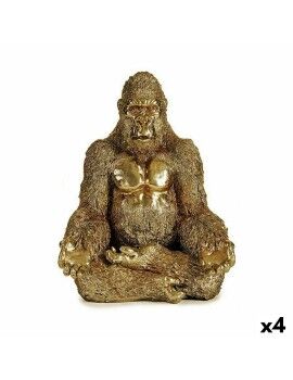 Figura Decorativa Gorila Yoga Dourado 19 x 26,5 x 22 cm (4 Unidades)