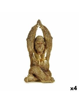 Figura Decorativa Yoga Gorila Dorado 17 x 36 x 19,5 cm (4 Unidades)