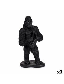 Figura Decorativa Gorila Saxofone Preto 15 x 38,8 x 22 cm (3 Unidades)