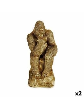 Figura Decorativa Gorila Dourado 20,5 x 47 x 23,5 cm (2 Unidades)