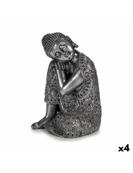 Figura Decorativa Buda Sentado Plateado 20 x 30 x 20 cm (4 Unidades)