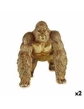 Figura Decorativa Gorila Dourado 20 x 27,5 x 34 cm (2 Unidades)