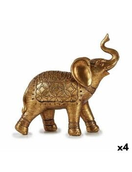 Figura Decorativa Elefante Dorado 27,5 x 27 x 11 cm (4 Unidades)