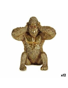 Figura Decorativa Gorila Dourado 10 x 18 x 17 cm (12 Unidades)