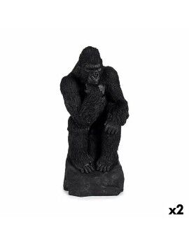 Figura Decorativa Gorila Negro 20 x 45 x 20 cm (2 Unidades)