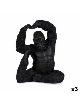 Figura Decorativa Yoga Gorila Negro 15,2 x 31,5 x 26,5 cm (3 Unidades)