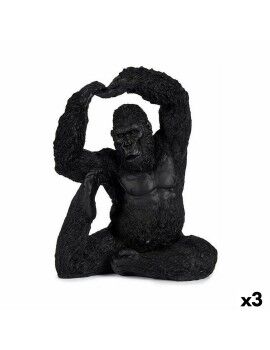 Figura Decorativa Yoga Gorila Preto 15,2 x 31,5 x 26,5 cm (3 Unidades)