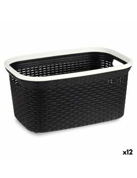 Cesto para la Ropa Blanco Negro Plástico 36 L 36 x 25,5 x 53 cm (12 Unidades)