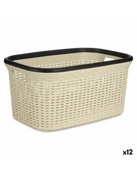 Cesto para la Ropa Crema Plástico 36 L 36 x 25,5 x 52,5 cm (12 Unidades)