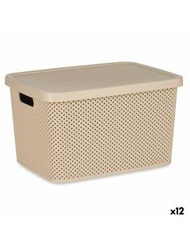 Caja de Almacenaje con Tapa Beige Plástico 19 L 28 x 22 x 39 cm (12 Unidades)