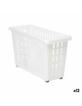 Cesta Multiusos Con ruedas Blanco Plástico 17,5 x 26 x 46 cm (12 Unidades)