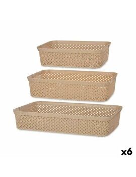 Set de Bandejas organizadoras Beige Plástico Rectangular 6 Unidades