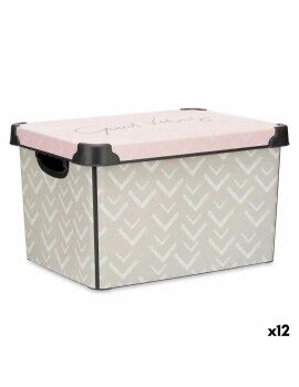 Caja de Almacenaje con Tapa Vibes Flechas 22 L Rosa Plástico 30 x 23,5 x 40 cm (12 Unidades)