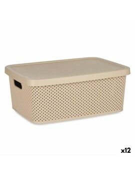 Caja de Almacenaje con Tapa Beige Plástico 13 L 28 x 15 x 39 cm (12 Unidades)