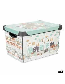 Caja de Almacenaje con Tapa Infantil Carretera Plástico 17 L 27,5 x 22 x 36,5 cm (12 Unidades)