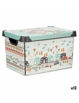 Caja de Almacenaje con Tapa Infantil Carretera 22 L Plástico 29,5 x 23,5 x 39,5 cm (12 Unidades)