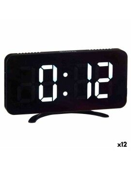 Relógio Digital de Mesa Preto ABS 15,7 x 7,7 x 1,5 cm (12 Unidades)