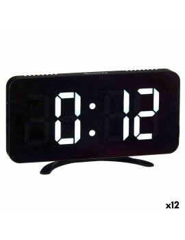 Reloj Digital de Sobremesa Negro ABS 15,7 x 7,7 x 1,5 cm (12 Unidades)