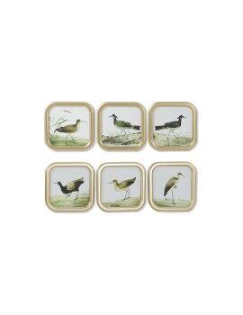 Pintura DKD Home Decor Pássaros Cottage 30 x 2 x 30 cm (6 Unidades)