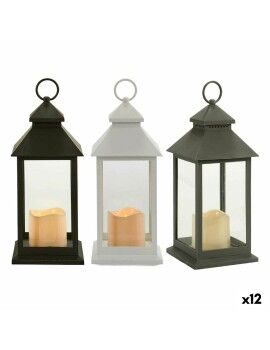 Farol LED Blanco Negro Cristal Plástico 13,5 x 34,5 x 13,5 cm (12 Unidades)