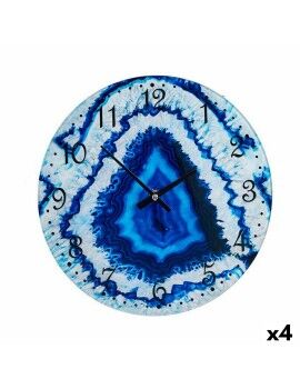 Reloj de Pared Mármol Azul Cristal 30 x 4 x 30 cm (4 Unidades)