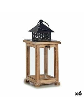 Farol Marrón Negro Madera Metal 13 x 29 x 13 cm (6 Unidades)