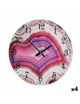 Relógio de Parede Mármore Cor de Rosa Cristal 30 x 4 x 30 cm (4 Unidades)