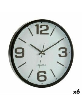 Relógio de Parede Branco Preto Cristal Plástico 40 x 5 x 40 cm (6 Unidades)