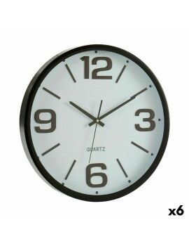 Reloj de Pared Blanco Negro Cristal Plástico 40 x 5 x 40 cm (6 Unidades)