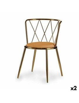 Cadeira Metal Losangos Dourado Mostarda 50,5 x 73 x 51 cm (2 Unidades)