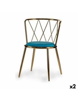 Cadeira Losangos Azul Dourado 50,5 x 73 x 51 cm (2 Unidades)