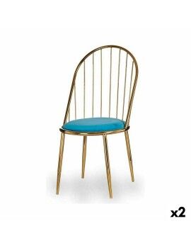 Cadeira Barras Azul Dourado 48 x 95,5 x 48 cm (2 Unidades)