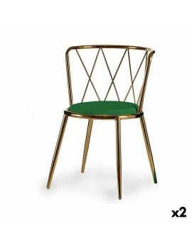 Cadeira Losangos Verde Dourado 50,5 x 73 x 51 cm (2 Unidades)