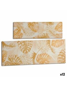 Lienzo Hoja de planta Dorado 90 x 30 x 1,5 cm (12 Unidades)