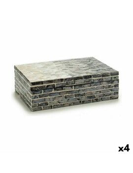 Caja Decorativa Gris Nácar Aglomerado 15,2 x 7,2 x 25 cm (4 Unidades)