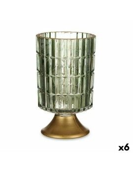 Lanterna LED Verde Dourado Vidro 10,7 x 18 x 10,7 cm (6 Unidades)
