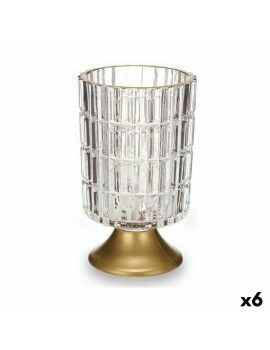 Lanterna LED Transparente Dourado Vidro 10,7 x 18 x 10,7 cm (6 Unidades)