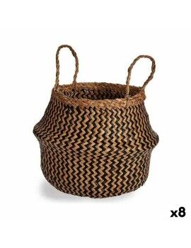 Cesta Decorativa Negro Natural Junco 8 L 31 x 38 x 31 cm (8 Unidades)