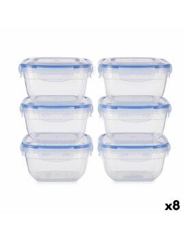 Set de Fiambreras Hermético Azul Transparente Plástico 900 ml 14,5 x 8,5 x 14,5 cm (8 Unidades)